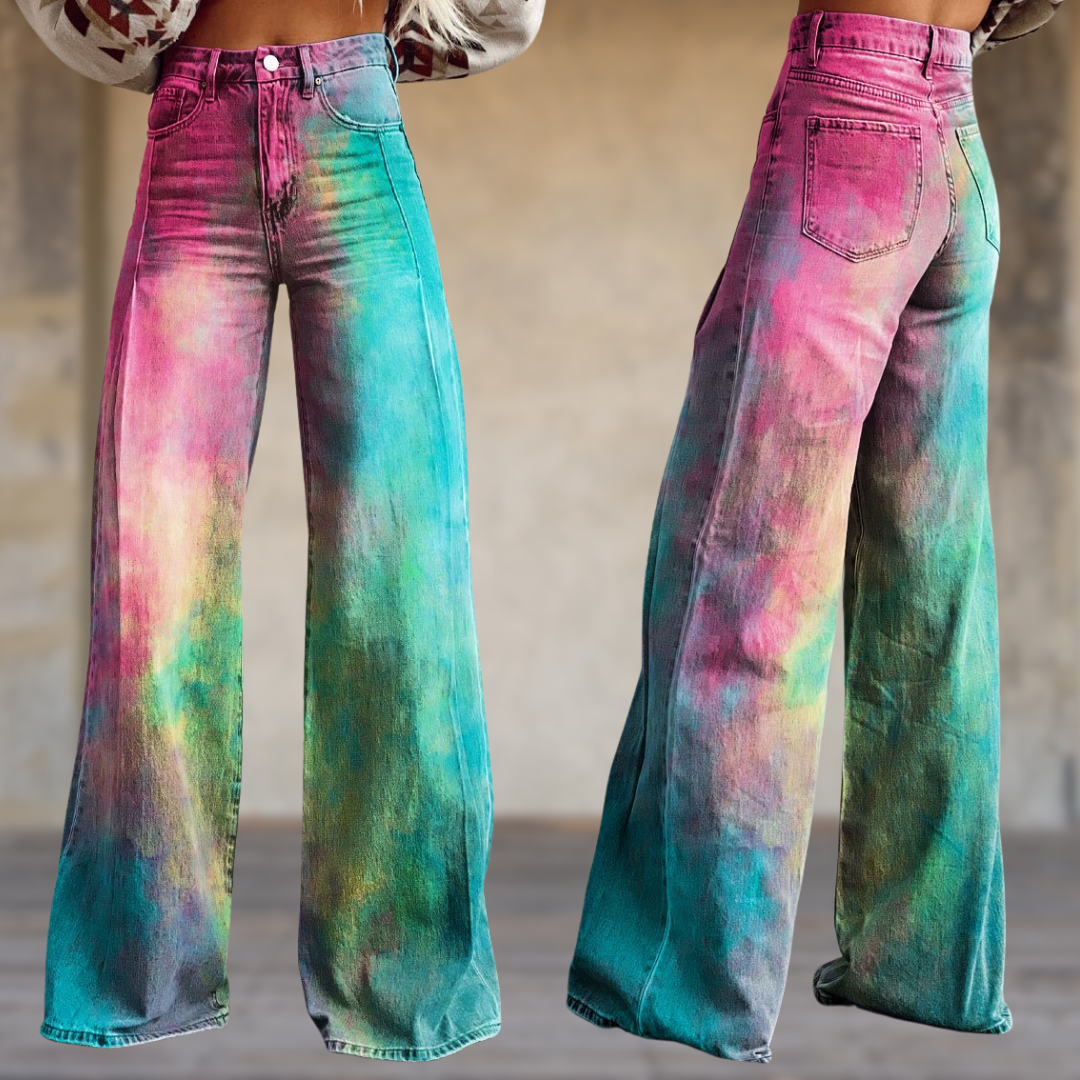 Hilde™ | Levendige denim broek met kleurverloop