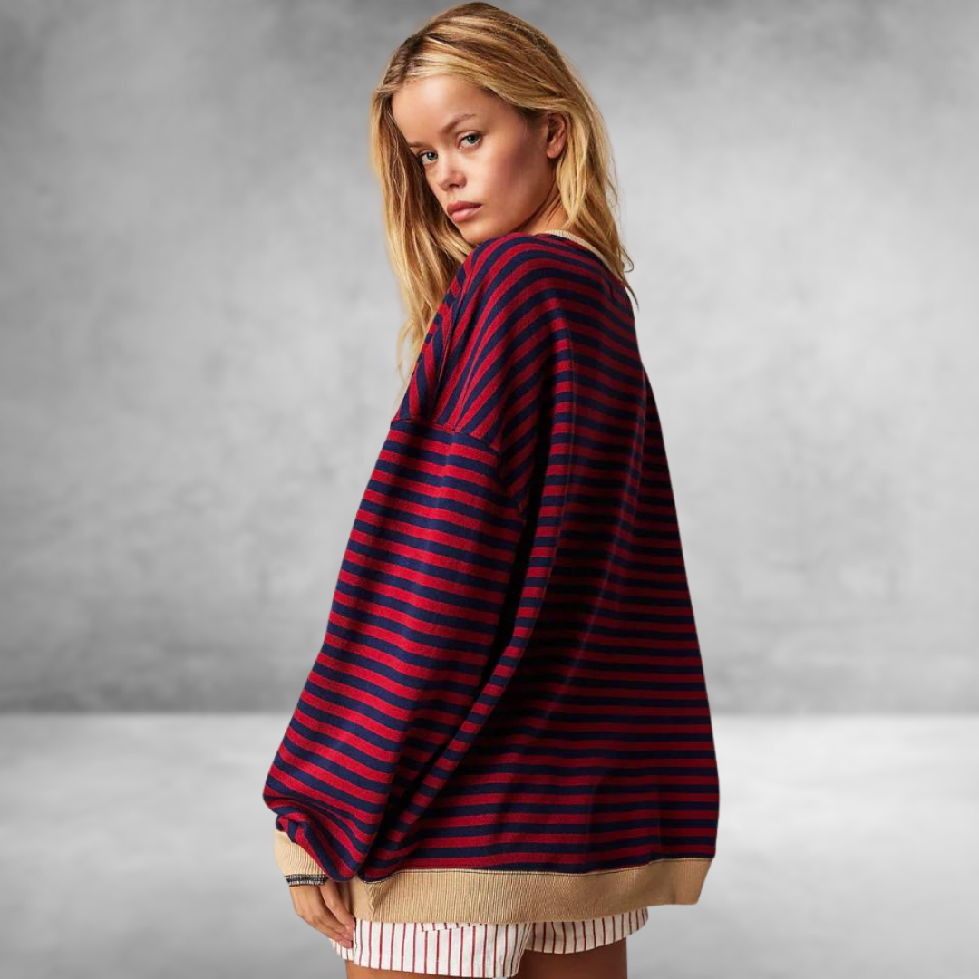 Mandie™ | Levendig gestreepte oversized trui met accenten