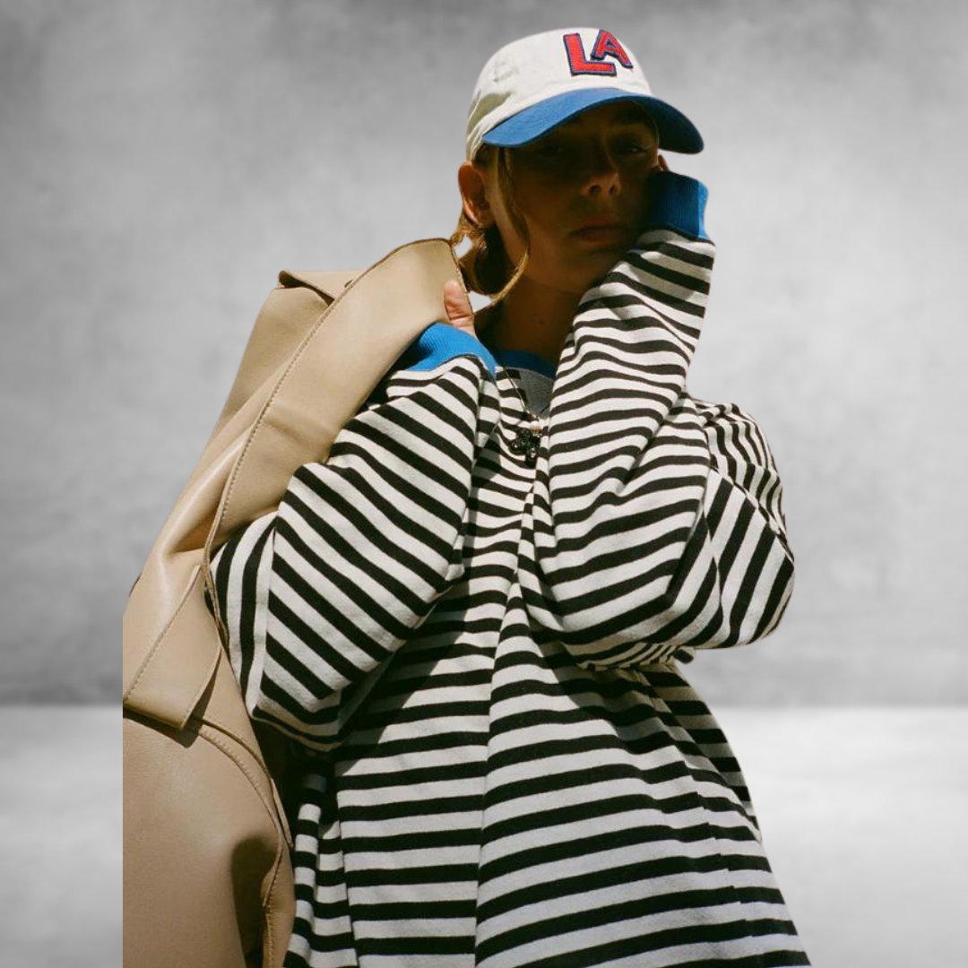 Mandie™ | Levendig gestreepte oversized trui met accenten