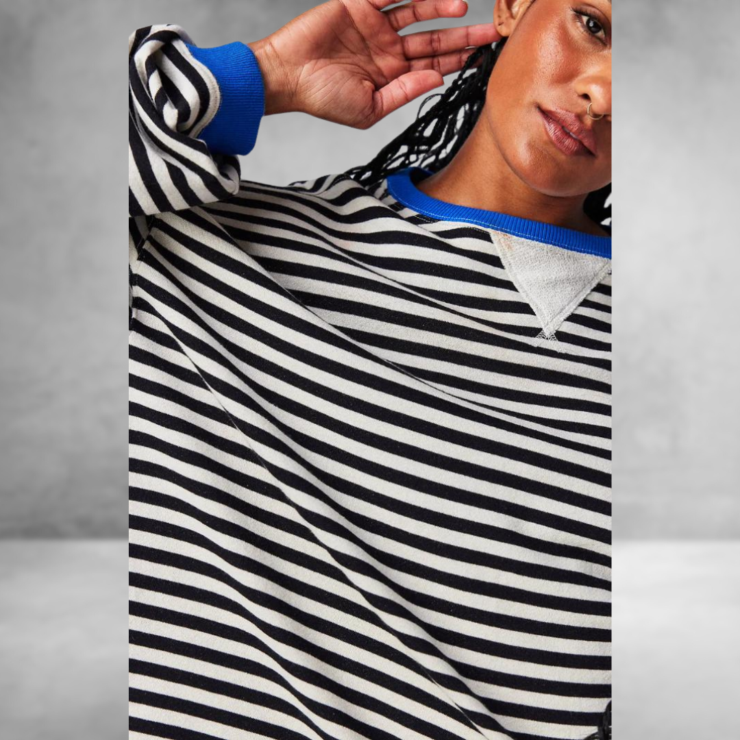 Mandie™ | Levendig gestreepte oversized trui met accenten