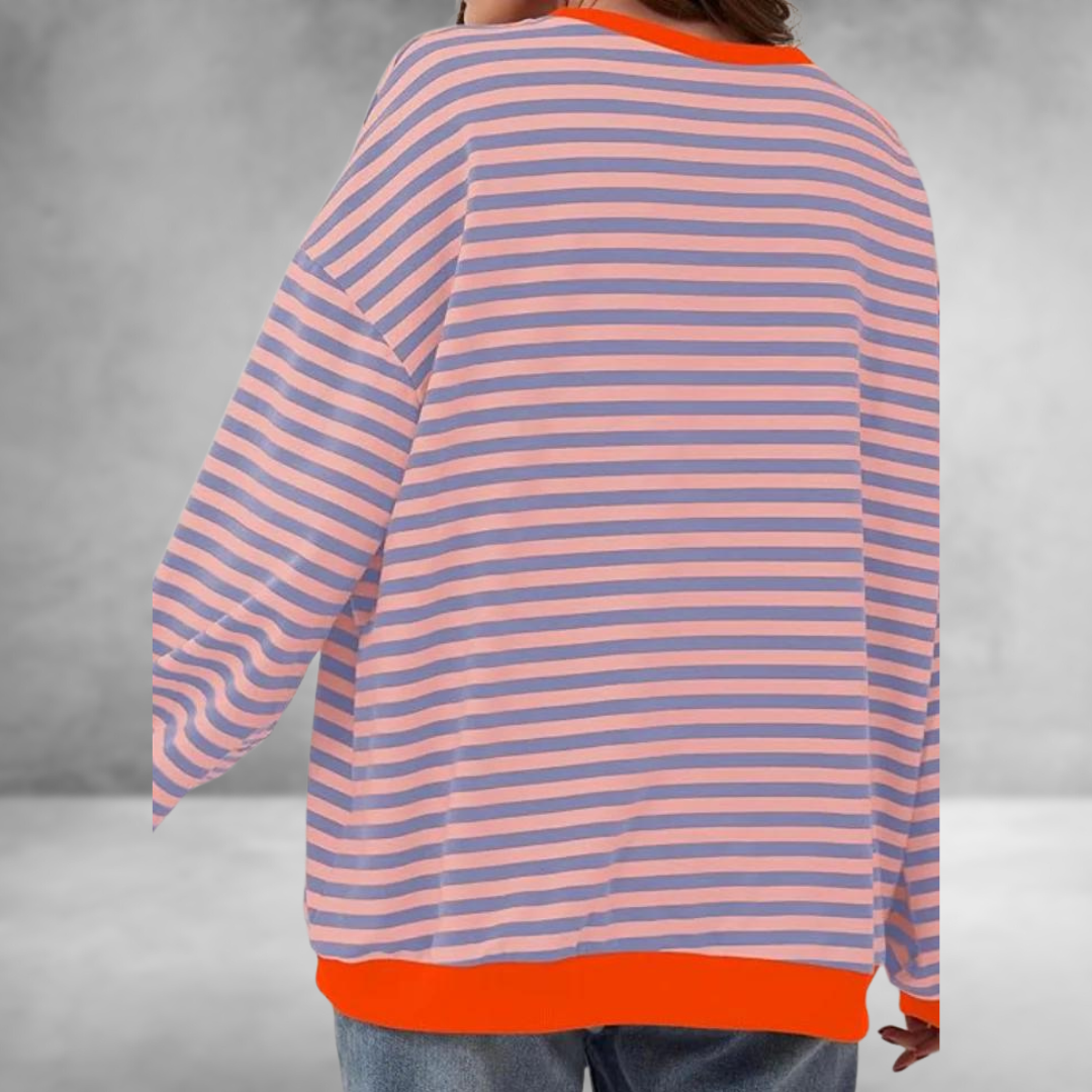 Mandie™ | Levendig gestreepte oversized trui met accenten