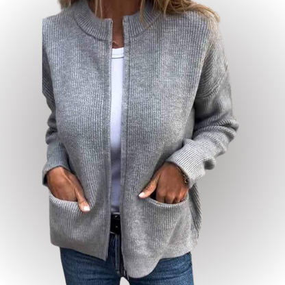 Eline™ | Katoenen gebreide jas met rits