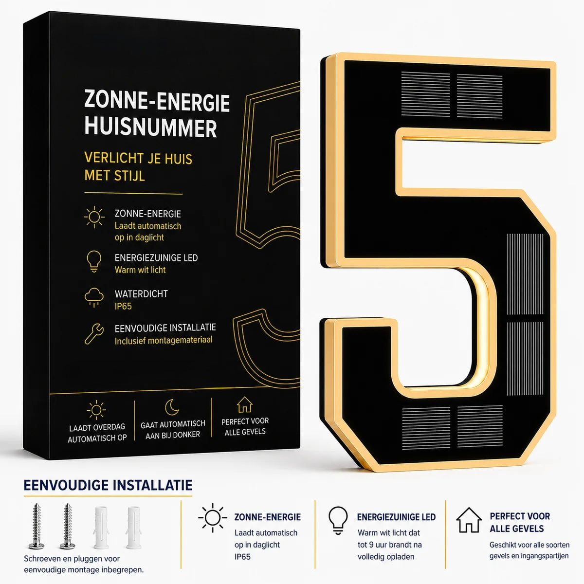 Nummer™ | Huisnummers verlicht op Zonne-energie