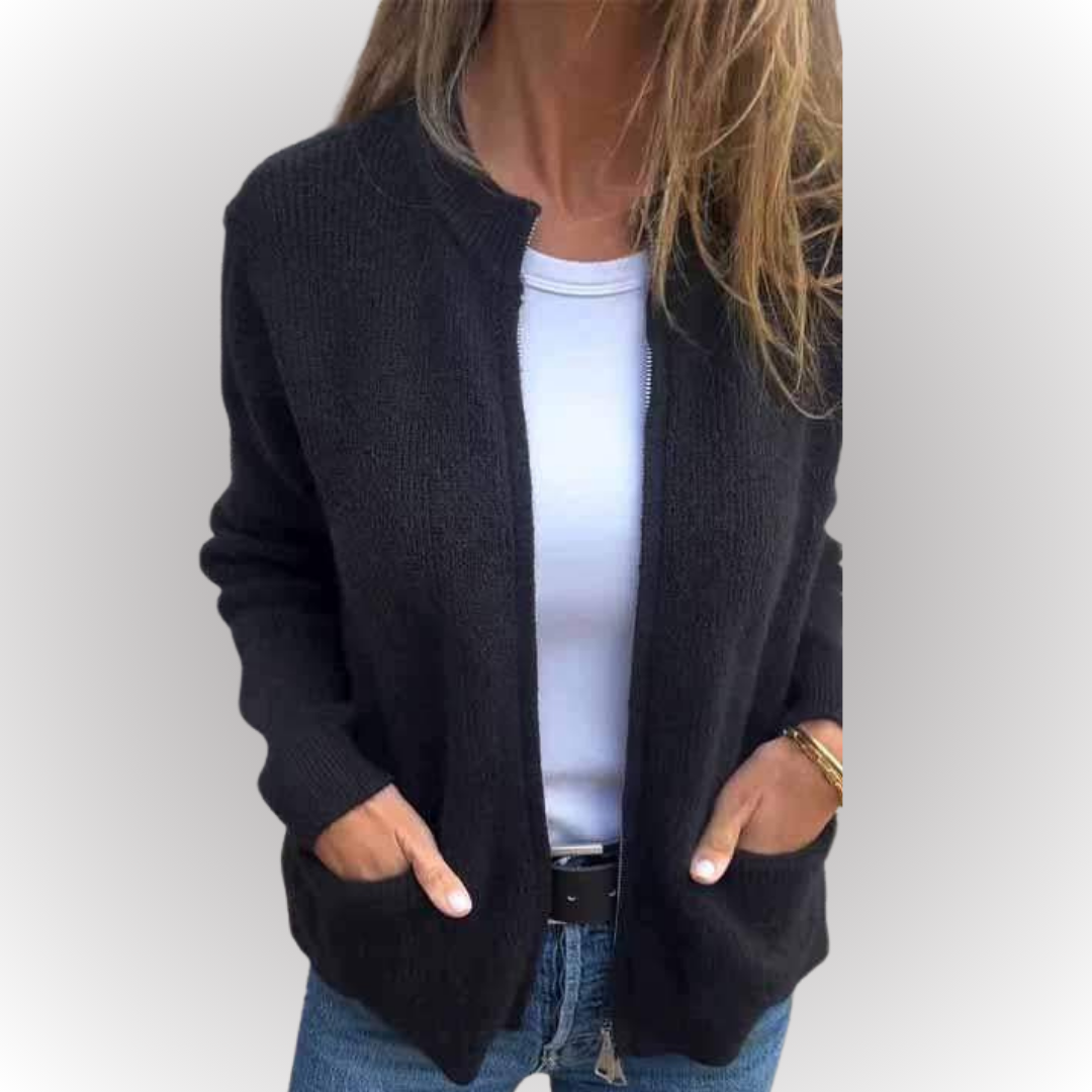 Eline™ | Katoenen gebreide jas met rits