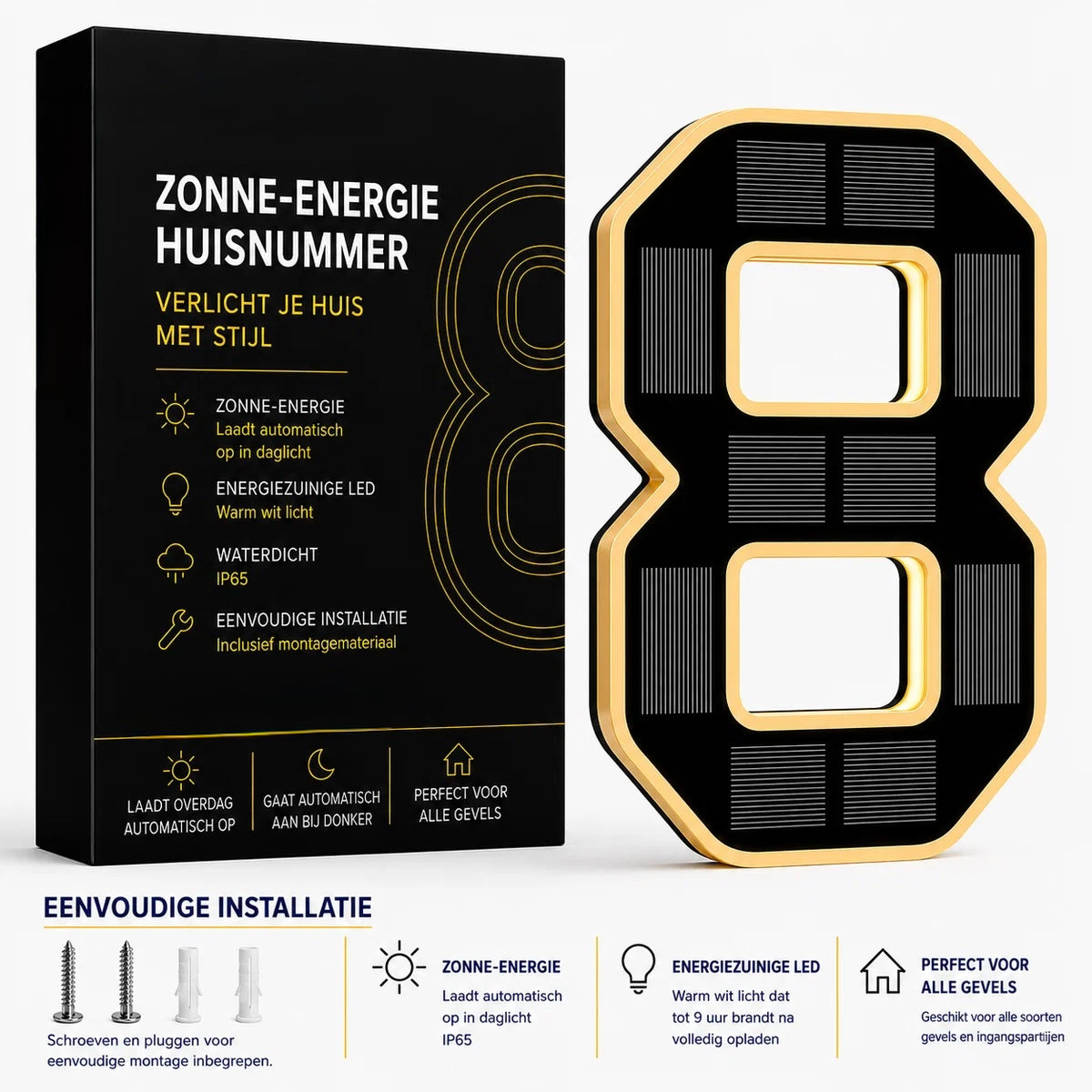 Nummer™ | Huisnummers verlicht op Zonne-energie