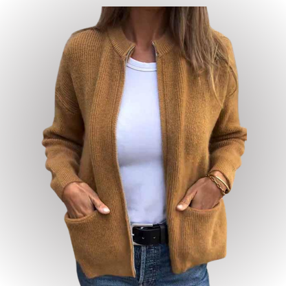 Eline™ | Katoenen gebreide jas met rits