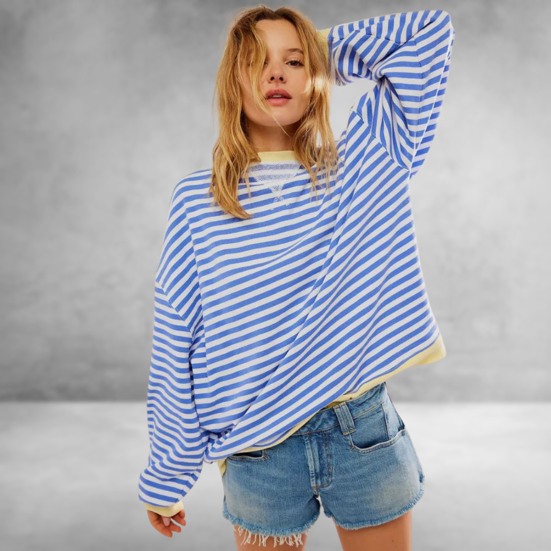 Mandie™ | Levendig gestreepte oversized trui met accenten