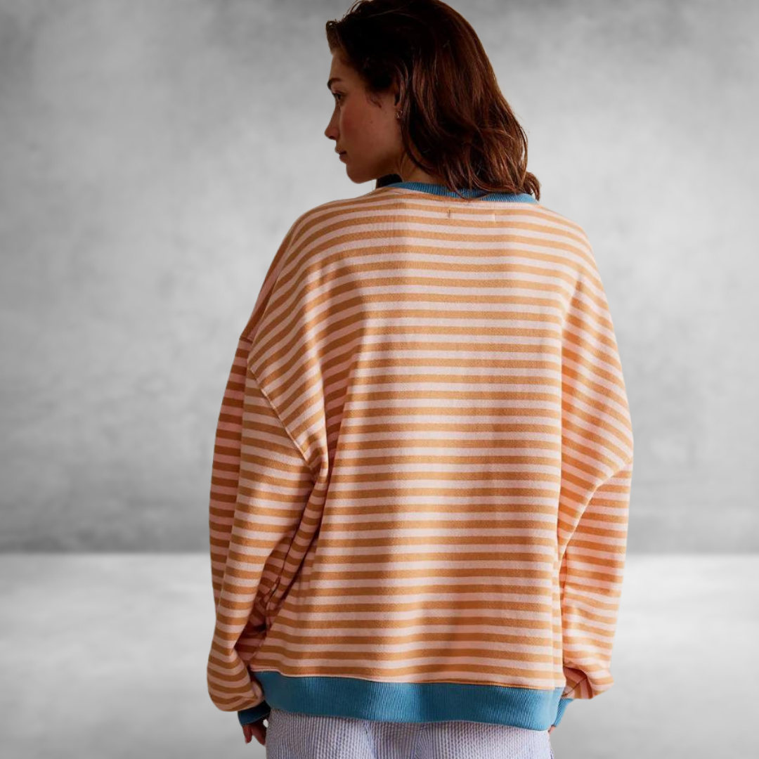 Mandie™ | Levendig gestreepte oversized trui met accenten