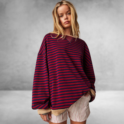 Mandie™ | Levendig gestreepte oversized trui met accenten