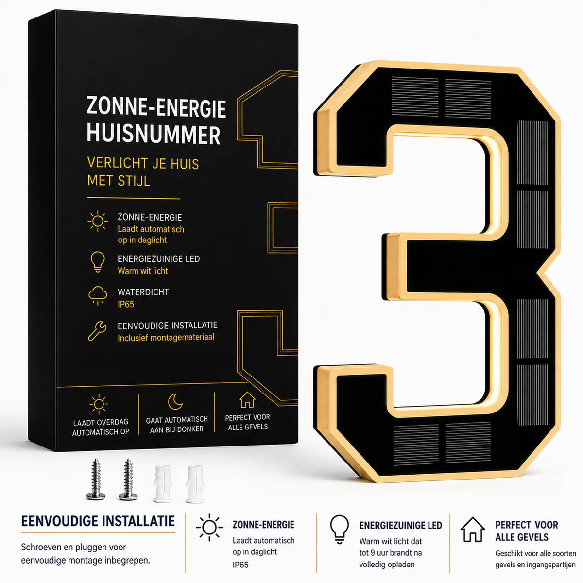 Nummer™ | Huisnummers verlicht op Zonne-energie